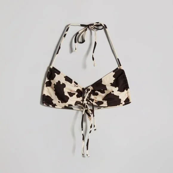 NWT BERSHKA SWIM cow print SEXY bikini SET Top & Bottom Cream Brown - Picture 7 of 9